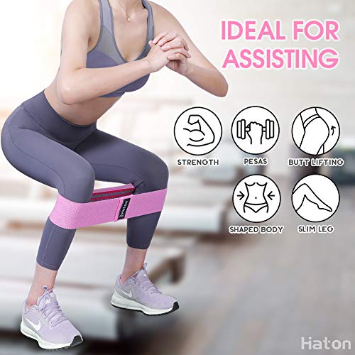 Haton Bandas Elasticas Musculacion Antideslizantes Banda Elástica Costura Conjunto de Cintas de Resistencia Fitness para Glúteos,Cadera,Piernas,Brazos,Yoga,Pilates,Fitness,Mujer y Hombre(3 Set)