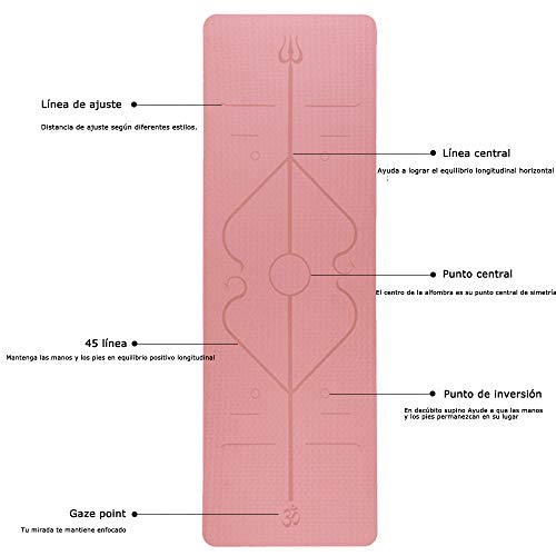 Hatonky Esterilla Yoga Antideslizante Alfombrilla de Yoga TPE Esterilla Pilates Esterilla Deporte- con Correa de Hombro y Bolsa 183cm x 61cm x 0.6cm