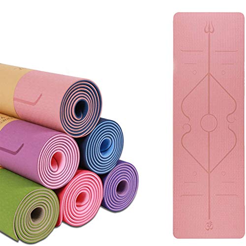 Hatonky Esterilla Yoga Antideslizante Alfombrilla de Yoga TPE Esterilla Pilates Esterilla Deporte- con Correa de Hombro y Bolsa 183cm x 61cm x 0.6cm