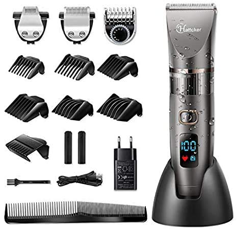 HATTEKER Cortapelos Hombre Maquina de Cortar el Pelo Cortadora de Pelo Barbero Electric Recortador de Barba y Precisión Waterproof HATTEKER Cortapelos Hombre Maquina de Cortar el Pelo Cortadora de Pelo Barbero Electric Recortador de Barba y Precisión Waterproof