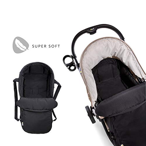 Hauck 2 in 1 Tragenest - Capazo blando 2 en 1, tejido suave y transpirable, lavable a mano, apto para sillas de paseo con arnés de seguridad, medidas de 75 x 35 x 20 cm, color negro