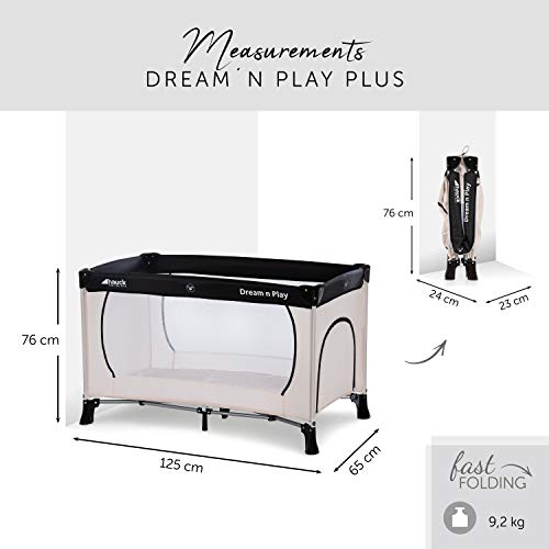 Hauck Dream'n Play Plus - Cuna de viaje 3 piezas, 120 x 60 cm, de 0 meses hasta 15 kg, con bolsa de transporte, apertura lateral, plegable, ligera y estable - beige Hauck Dream'n Play Plus - Cuna de viaje 3 piezas, 120 x 60 cm, de 0 meses hasta 15 kg, con bolsa de transporte, apertura lateral, plegable, ligera y estable - beige
