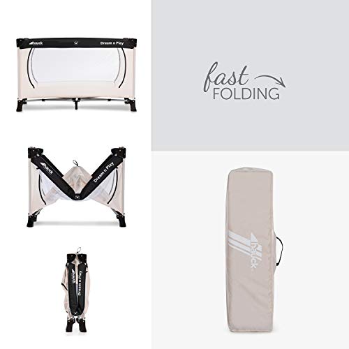 Hauck Dream'n Play Plus - Cuna de viaje 3 piezas, 120 x 60 cm, de 0 meses hasta 15 kg, con bolsa de transporte, apertura lateral, plegable, ligera y estable - beige Hauck Dream'n Play Plus - Cuna de viaje 3 piezas, 120 x 60 cm, de 0 meses hasta 15 kg, con bolsa de transporte, apertura lateral, plegable, ligera y estable - beige