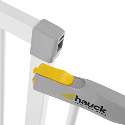 Hauck Open N Stop Puerta de Seguridad con Extensión de 21 cm, 96-101 cm, Sin Agujeros en la Pared, Combinable con Y-Spindel Para Barandillas, Blanco