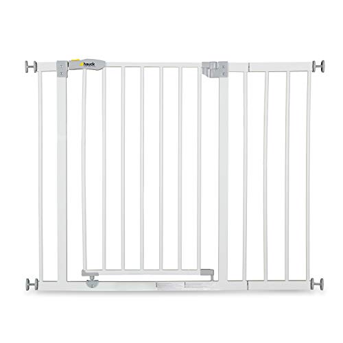 Hauck Open N Stop Puerta de Seguridad con Extensión de 21 cm, 96-101 cm, Sin Agujeros en la Pared, Combinable con Y-Spindel Para Barandillas, Blanco