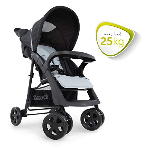 Hauck Shopper Neo II - Silla de paseo con respaldo reclinable, de 0 meses a 25 kg, plegado fácil y compacto, plegable con una mano, ligera, con botellero, negro gris Hauck Shopper Neo II - Silla de paseo con respaldo reclinable, de 0 meses a 25 kg, plegado fácil y compacto, plegable con una mano, ligera, con botellero, negro gris