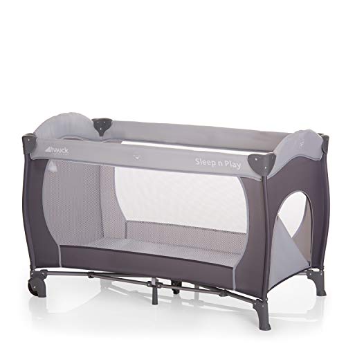 Hauck Sleep N Play Go Plus - Cuna de viaje 4 piezas, de nacimiento hasta 15 kg, con apertura lateral, ruedas, colchón, bolso de transporte, gris Hauck Sleep N Play Go Plus - Cuna de viaje 4 piezas, de nacimiento hasta 15 kg, con apertura lateral, ruedas, colchón, bolso de transporte, gris