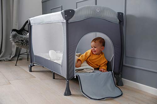 Hauck Sleep N Play Go Plus - Cuna de viaje 4 piezas, de nacimiento hasta 15 kg, con apertura lateral, ruedas, colchón, bolso de transporte, gris Hauck Sleep N Play Go Plus - Cuna de viaje 4 piezas, de nacimiento hasta 15 kg, con apertura lateral, ruedas, colchón, bolso de transporte, gris