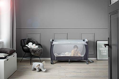Hauck Sleep N Play Go Plus - Cuna de viaje 4 piezas, de nacimiento hasta 15 kg, con apertura lateral, ruedas, colchón, bolso de transporte, gris Hauck Sleep N Play Go Plus - Cuna de viaje 4 piezas, de nacimiento hasta 15 kg, con apertura lateral, ruedas, colchón, bolso de transporte, gris