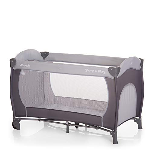 Hauck Sleep N Play Go Plus - Cuna de viaje 4 piezas, de nacimiento hasta 15 kg, con apertura lateral, ruedas, colchón, bolso de transporte, gris Hauck Sleep N Play Go Plus - Cuna de viaje 4 piezas, de nacimiento hasta 15 kg, con apertura lateral, ruedas, colchón, bolso de transporte, gris