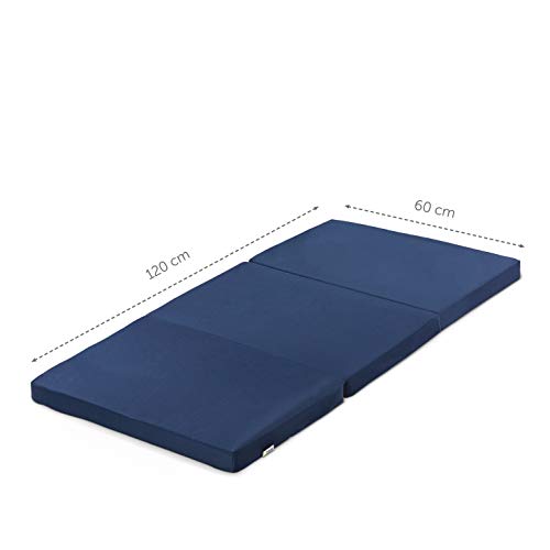 Hauck Sleeper 60 x 120 cm, colchón de espuma 6cm de grosor, para cunas de viaje, plegable en 3 partes, incluida bolsa de transporte, Navy (azul) (H-89090-EN-000-T06)