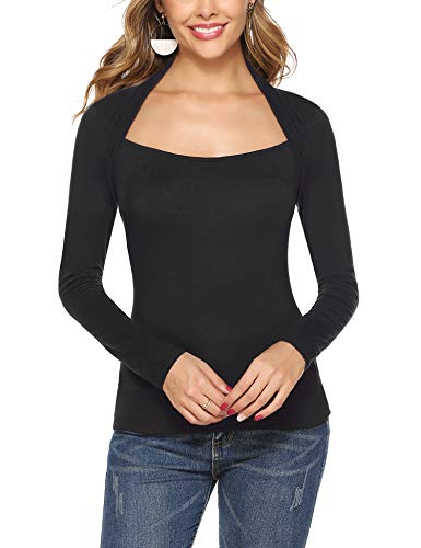 Hawiton Camiseta de Manga Larga para Mujer Algodon Ajustado Cuello de Barco Blusas Elegante Tops para Primavera,Otoño,Invierno Hawiton Camiseta de Manga Larga para Mujer Algodon Ajustado Cuello de Barco Blusas Elegante Tops para Primavera,Otoño,Invierno