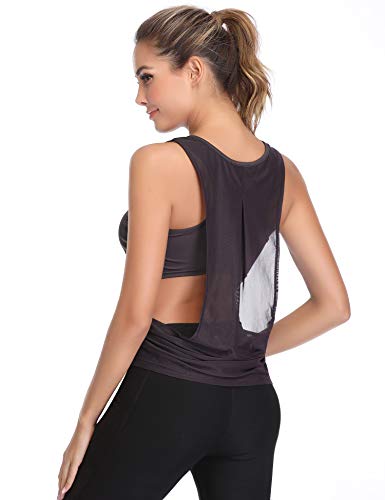 Hawiton Camiseta sin Mangas Deporte para Mujer Deportiva Tirantes Ligera Espalda Cruzada Tank Top para Fitness,Gimnasio,Yoga