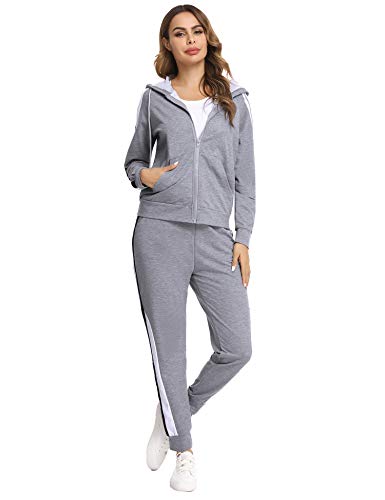 Hawiton Conjunto de chándal para Mujer de algodón Invierno, Conjunto de Sudadera Mujer Larga con Chaqueta y Pantalon para Fitness Jogger Tenis Tallas Grandes 2piezas Hawiton Conjunto de chándal para Mujer de algodón Invierno, Conjunto de Sudadera Mujer Larga con Chaqueta y Pantalon para Fitness Jogger Tenis Tallas Grandes 2piezas
