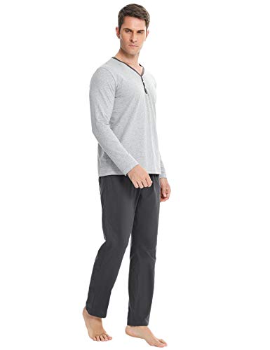 Hawiton Pijamas Hombre Invierno Mangas Largas 100% Algodón Pantalones Largo, Simple y Cómodo Hawiton Pijamas Hombre Invierno Mangas Largas 100% Algodón Pantalones Largo, Simple y Cómodo