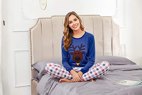 Hawiton Pijamas Mujer Invierno Manga Larga Ropa de Dormir Mamá de Navidad Conjunto Top y Pantalon Largo Homewear