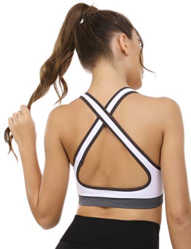 Hawiton Sujetador Deportivo Mujer Sujetador de Ejercicio Cómodo Bra Deportivo Sujetador Negro Deportivo Niña Sin Costuras Almohadilla Desmontable para Fitness Yoga Pilates Bailar Correr