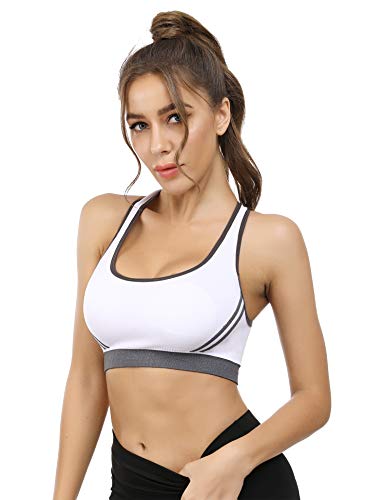 Hawiton Sujetador Deportivo Mujer Sujetador de Ejercicio Cómodo Bra Deportivo Sujetador Negro Deportivo Niña Sin Costuras Almohadilla Desmontable para Fitness Yoga Pilates Bailar Correr