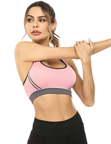 Hawiton Sujetador Deportivo Mujer Sujetador de Soporte Alto Impacto Sin Costuras Desmontable Sujetador Yoga Bra Push up Top Deportivo Sujetador Bustier para Fitness Correr Gimnasio Bailar Negro Niña