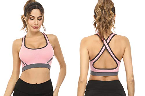 Hawiton Sujetador Deportivo Mujer Sujetador de Soporte Alto Impacto Sin Costuras Desmontable Sujetador Yoga Bra Push up Top Deportivo Sujetador Bustier para Fitness Correr Gimnasio Bailar Negro Niña