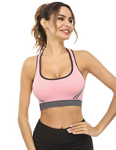 Hawiton Sujetador Deportivo Mujer Sujetador de Soporte Alto Impacto Sin Costuras Desmontable Sujetador Yoga Bra Push up Top Deportivo Sujetador Bustier para Fitness Correr Gimnasio Bailar Negro Niña