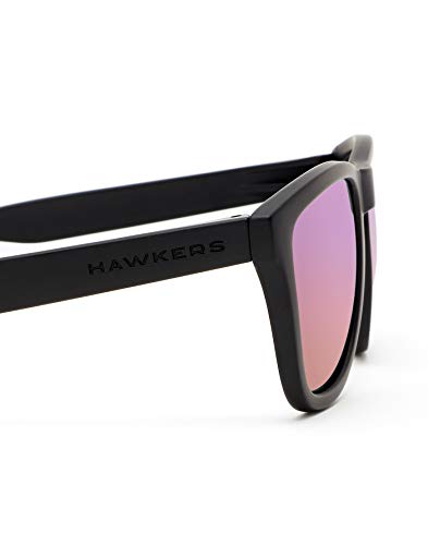 HAWKERS Gafas de Sol ONE Carbon Black, para Hombre y Mujer, con Montura Negra Mate y Degradada Fucsia con Efecto Espejo, Protección UV400