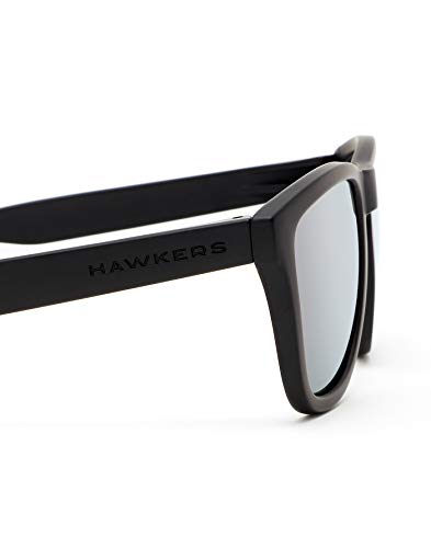 HAWKERS Gafas de Sol ONE Carbon Black, para Hombre y Mujer, con Montura Negra Mate y Lente Plata Efecto Espejo, Protección UV400
