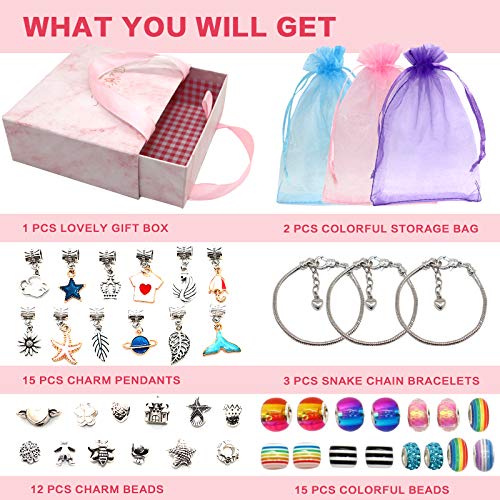 Hayayu Kit de fabricación de pulseras de abalorios para niñas, artes y manualidades en caja de regalo para niños de 8 a 12 años, kit creativo de joyería para niñas Hayayu Kit de fabricación de pulseras de abalorios para niñas, artes y manualidades en caja de regalo para niños de 8 a 12 años, kit creativo de joyería para niñas