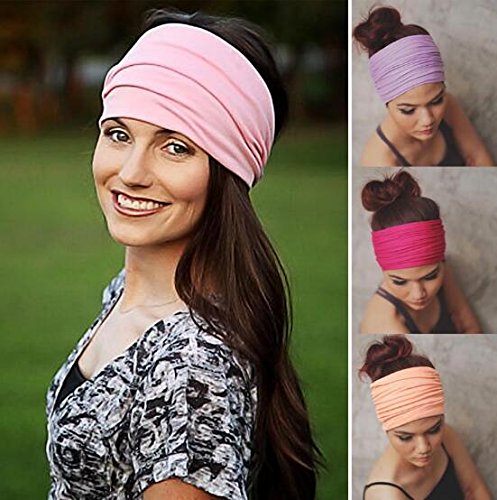 HBF 4 Piezas Venda De Pelo Mujer Algodón Turbante Ancho Respirable Cinta Para El Pelo Deportiva Para Yoga HBF 4 Piezas Venda De Pelo Mujer Algodón Turbante Ancho Respirable Cinta Para El Pelo Deportiva Para Yoga