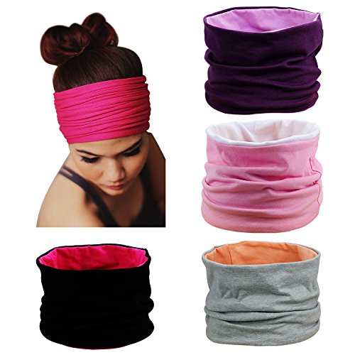 HBF 4 Piezas Venda De Pelo Mujer Algodón Turbante Ancho Respirable Cinta Para El Pelo Deportiva Para Yoga HBF 4 Piezas Venda De Pelo Mujer Algodón Turbante Ancho Respirable Cinta Para El Pelo Deportiva Para Yoga