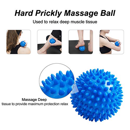 HBselect 4 Piezas Masajes Muscular,Rodillo Masaje Kit, Rulo Masaje,Bola Masaje,Rollo Masaje para Muscular Pies y Espalda Pierna Fitness