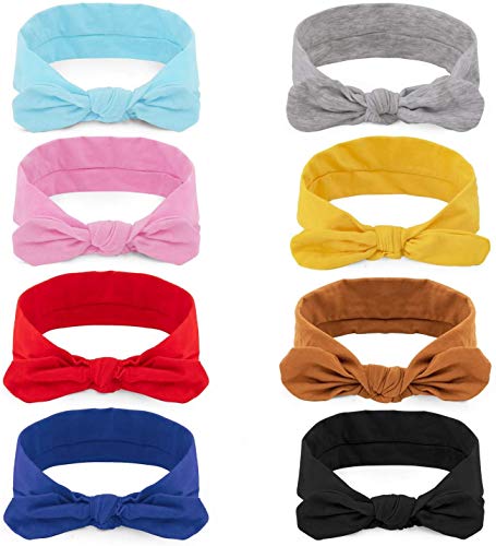HBselect Turbantes Pelo algodón 8 Pcs Para Mujer Chica Multicolor Diademas Elasticas Pelo Cintas Para El Pelo Accesorios Pelo
