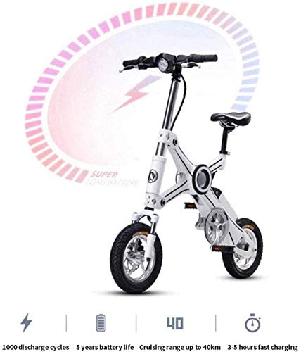 HCMNME Bicicleta Duradera, Bicicletas eléctricas, Bicicletas Plegables Plegables de aleación de Aluminio de ebike de 10 Pulgadas con Asiento for niños 35km Cadena de Bicicleta eléctrica sin c