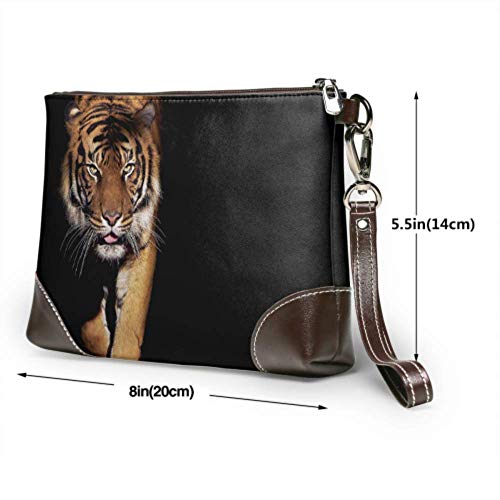 Hdadwy Bolsos de mano suaves e impermeables, potentes y dominantes, bolso de mano de cuero de tigre con cremallera para mujeres y niñas