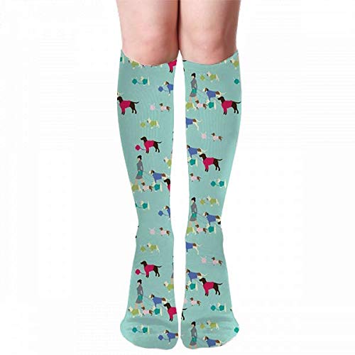 hdyefe Calcetines hasta la rodilla de invierno para mujer, andador para perros, medias, calcetines al aire libre (50 cm)