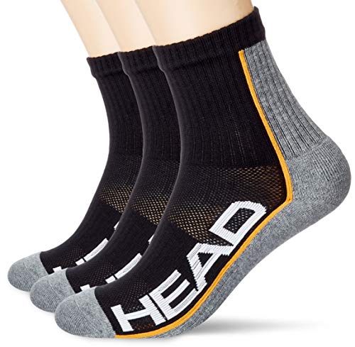 Head Performance Short Crew Socks (3 Pack) Calcetines de tenis, gris/negro, 43/46 (Pack de 3) Unisex adulto