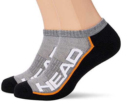 Head Performance Sneaker 2P Calcetines, Grey/Black, 43/46 Unisex Adulto