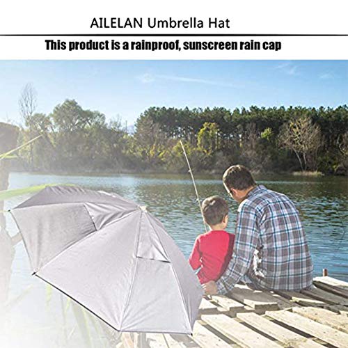 Head Umbrella Hat, Aire Libre Plegable Sombreros de Pesca Protección UV, Anti-Lluvia Sombrilla Adulto Paraguas Cabeza para Viajar, Plateada