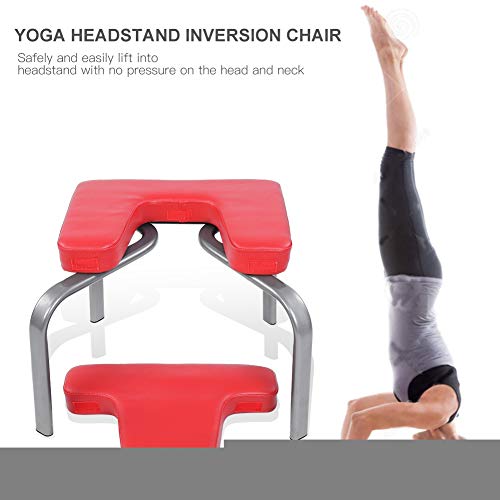 Headstand Chair, Yoga Chair Head Stand Taburete Silla Banco Banco de inversión Headstander Fitness Kit Rojo