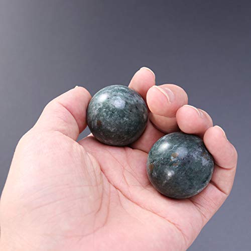 HEALIFTY - 2 bolas de mano de jade natural, color gris oscuro chino, para ejercicios de salud, bola de baño, alivio del estrés para ancianos (negro)