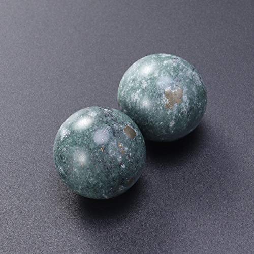 HEALIFTY - 2 bolas de mano de jade natural, color gris oscuro chino, para ejercicios de salud, bola de baño, alivio del estrés para ancianos (negro)
