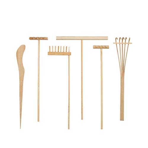 Healifty 6 rastrillos de bambú Zen para jardín de meditación, arena mini Zen de jardín, accesorios para decoración de mesa en el hogar, oficina Healifty 6 rastrillos de bambú Zen para jardín de meditación, arena mini Zen de jardín, accesorios para decoración de mesa en el hogar, oficina