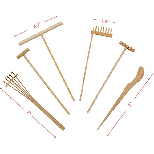Healifty 6 rastrillos de bambú Zen para jardín de meditación, arena mini Zen de jardín, accesorios para decoración de mesa en el hogar, oficina Healifty 6 rastrillos de bambú Zen para jardín de meditación, arena mini Zen de jardín, accesorios para decoración de mesa en el hogar, oficina