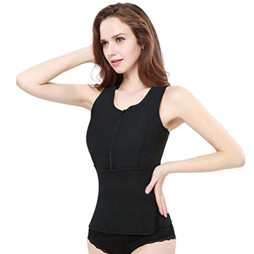 Healifty Chaleco de Sudor de Neopreno Corsé de Compresión Chaleco Entrenador de Cintura Control de Vientre Adelgazante Body Shaper para Mujer - Talla L (Negro)