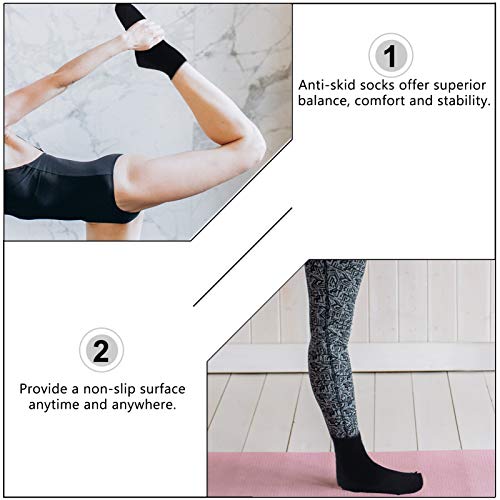 HEALLILY 5 Pares de Calcetines de Yoga Antideslizantes para Mujeres Calcetines de Agarre de Algodón Antideslizantes Calcetines de Fitness de Barra de Pilates Bikram con Agarres