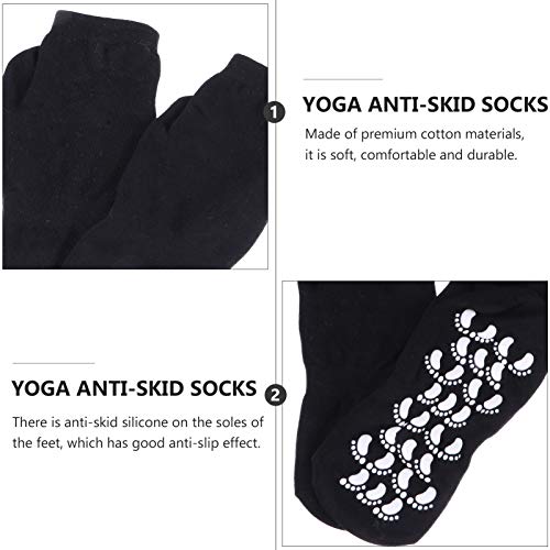 HEALLILY 5 Pares de Calcetines de Yoga Antideslizantes para Mujeres Calcetines de Agarre de Algodón Antideslizantes Calcetines de Fitness de Barra de Pilates Bikram con Agarres