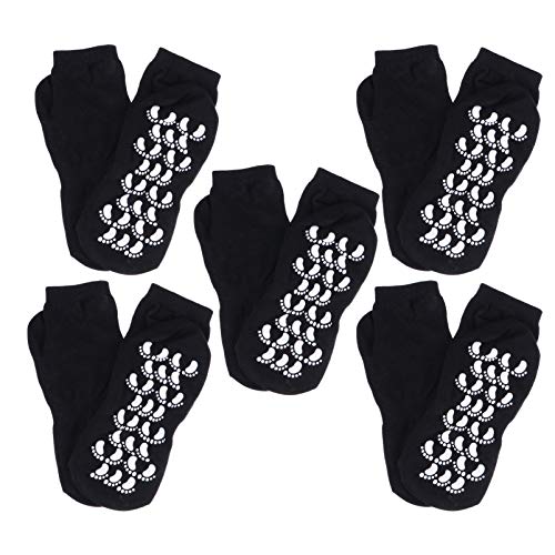 HEALLILY 5 Pares de Calcetines de Yoga Antideslizantes para Mujeres Calcetines de Agarre de Algodón Antideslizantes Calcetines de Fitness de Barra de Pilates Bikram con Agarres