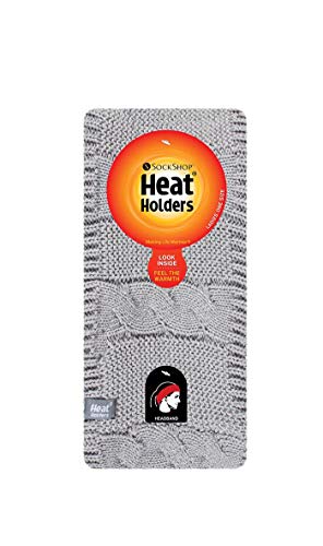 Heat Holders - Cinta térmica de punto para la cabeza, para mujer, con forro polar interior gris Talla única