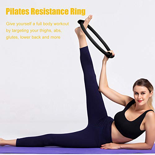 HebyTinco Círculos Profesionales de Yoga, Anillo de Pilates con asaentrenamiento para Resistencia y Flexibilidad, Anillo de Doble asa de Pilates, aro Yoga para Mujer, círculo de Ejercicio mágico