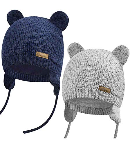 heekpek Gorro de Bebé Niña Invierno Sombrero de Bebé Oso Lindo Niño Orejera Beanie Gorro de Punto Cálido Otoño Primavera Niña 0 a 3 Años